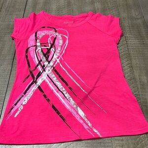 Womens Ideology Breast Cancer Pink Printed T-Shirt Small GUC
